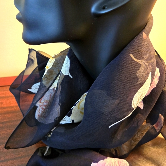 Three Sheer Woman's Scarfs, 2 Square, 1 Rectangle, Pastel & Neutral Colors - Picture 7 of 16